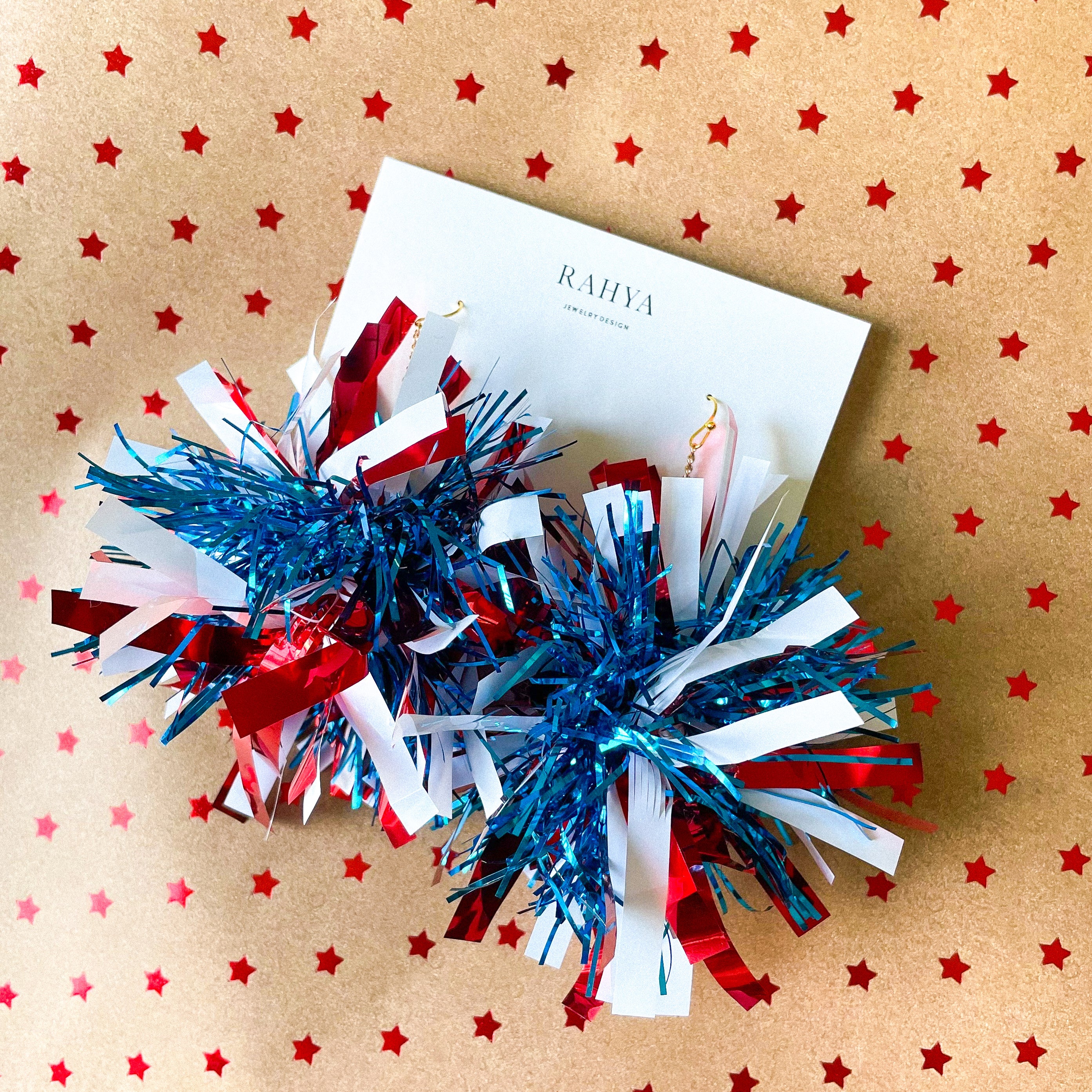 Red, White & Blue All American Pom Pom Earrings