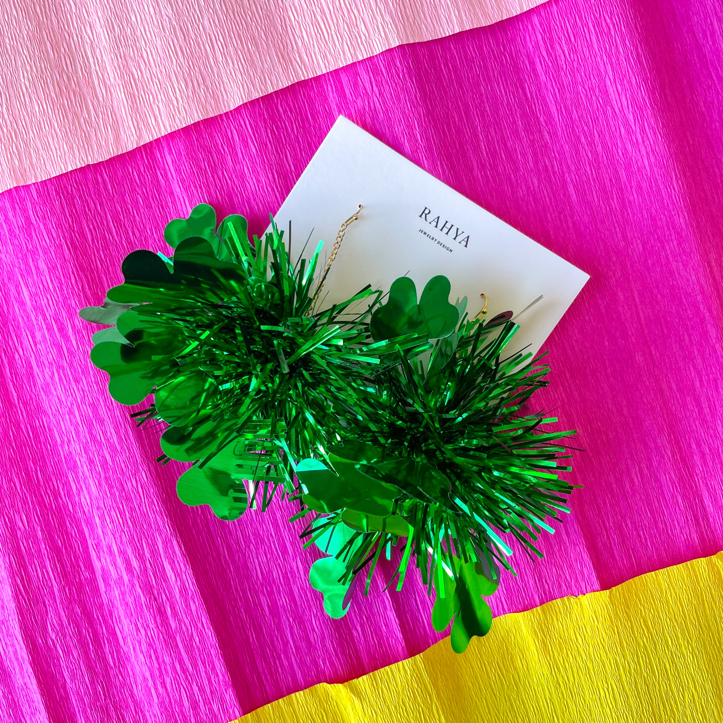 Shamrock Pom Pom Earrings