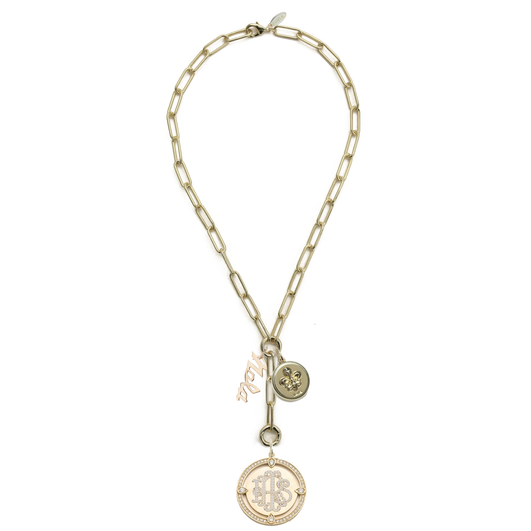 Iris Carondelet Necklace with Iris Script, Monogram Medallion & Mini St Charles