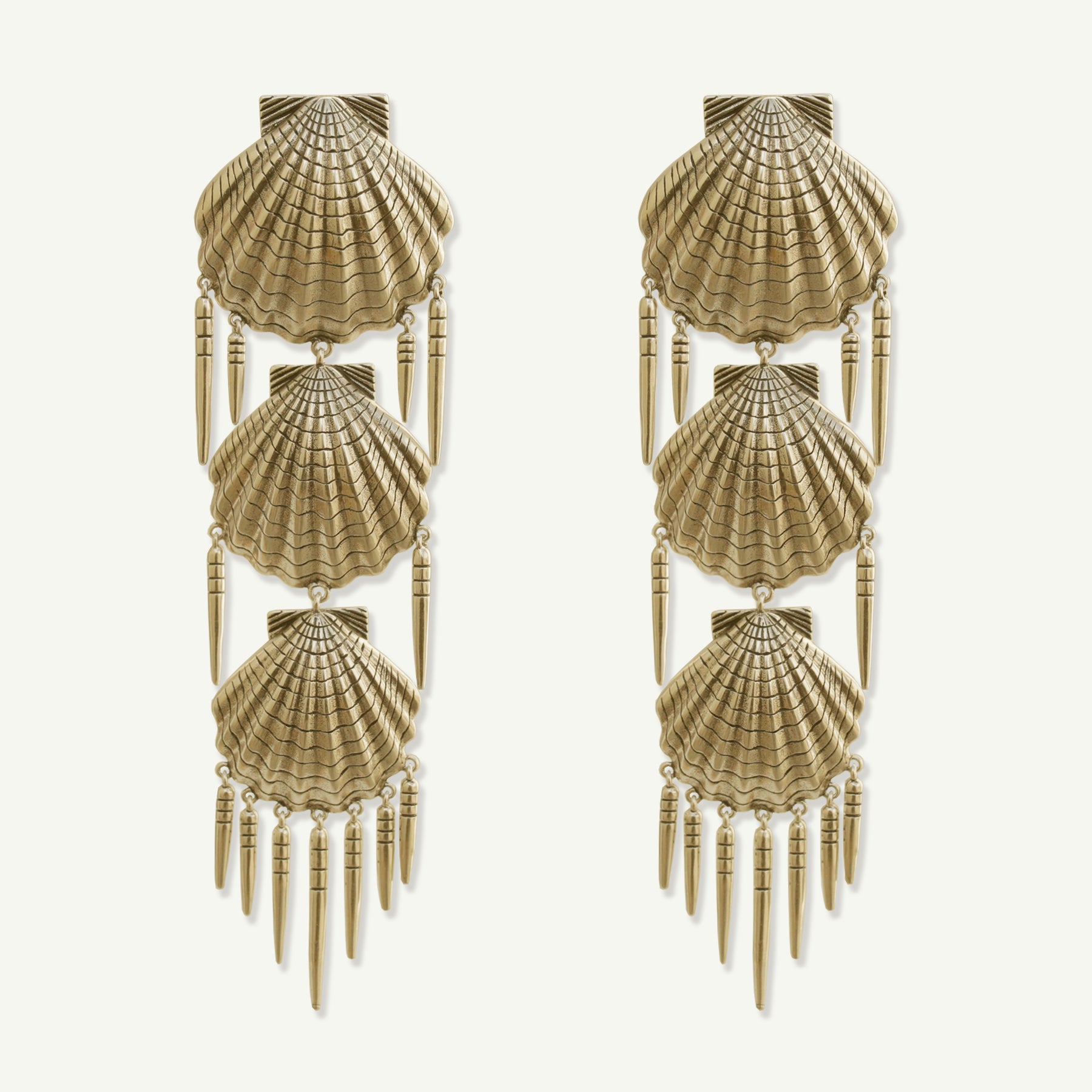 Delmar Shell Statement Earrings Antique Gold