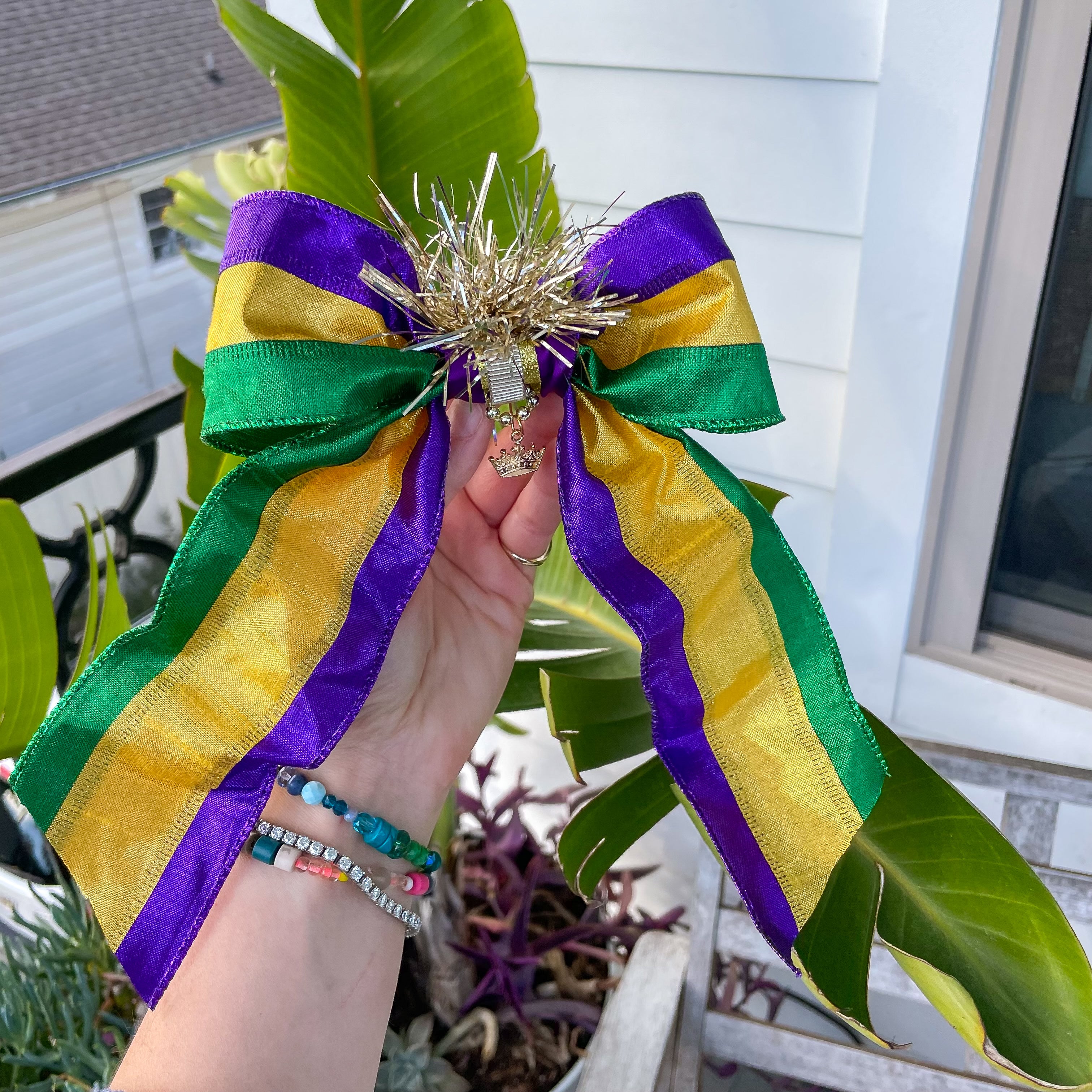 Large Mardi Gras Hair Bow