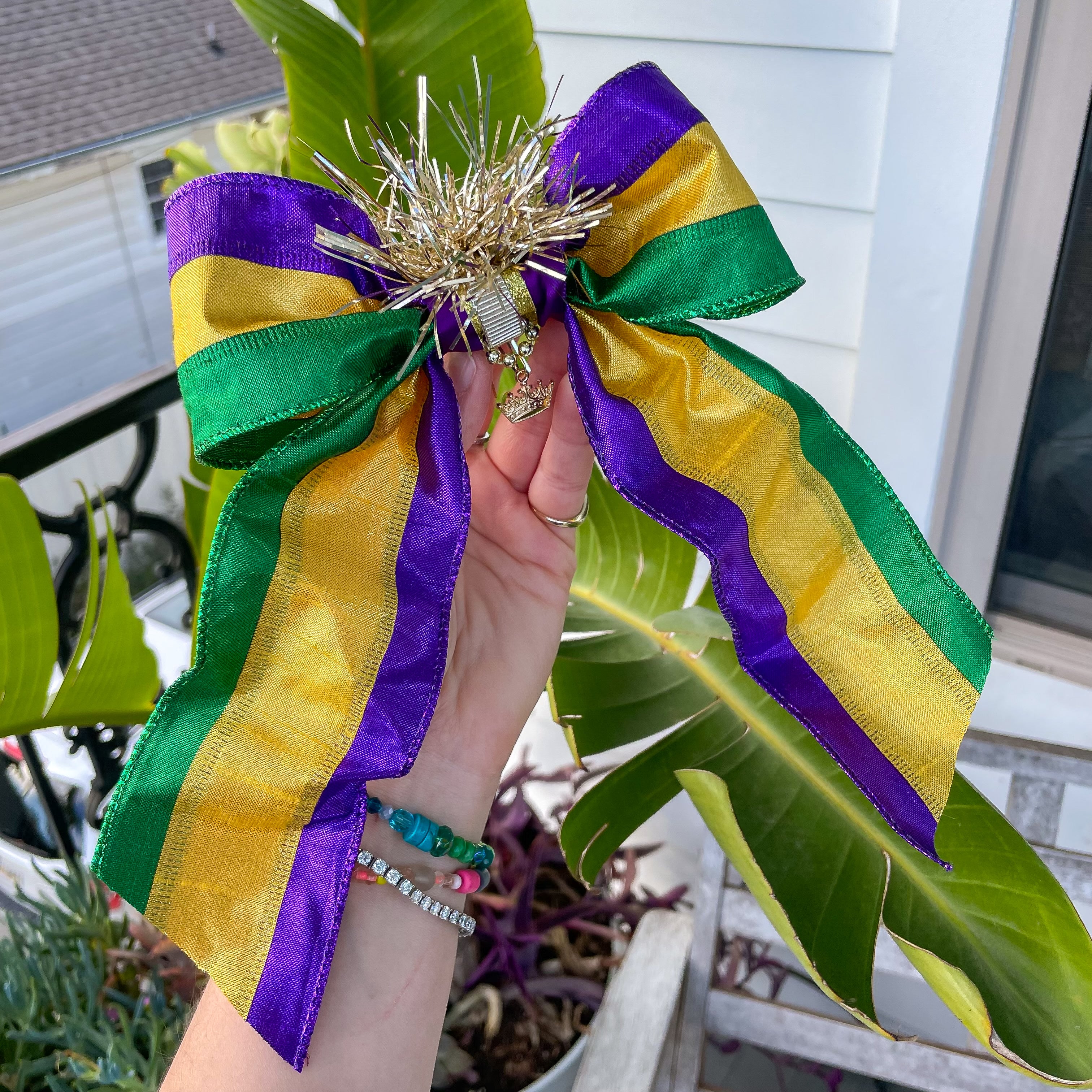 Large Mardi Gras Hair Bow