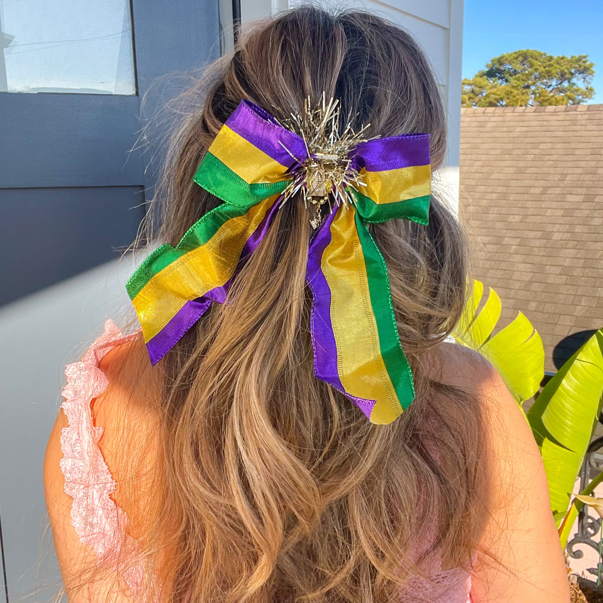 Large Mardi Gras Hair Bow