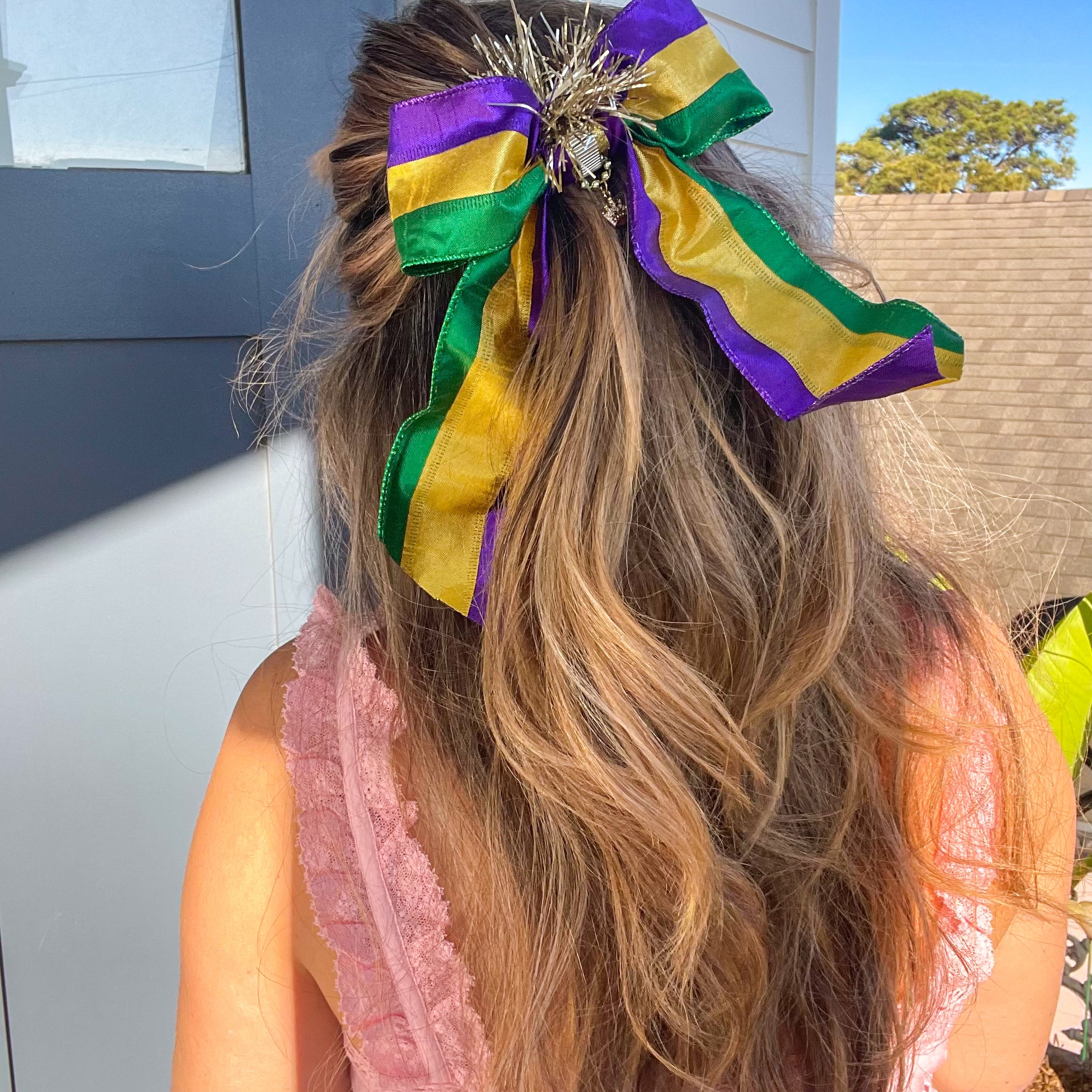 Large Mardi Gras Hair Bow