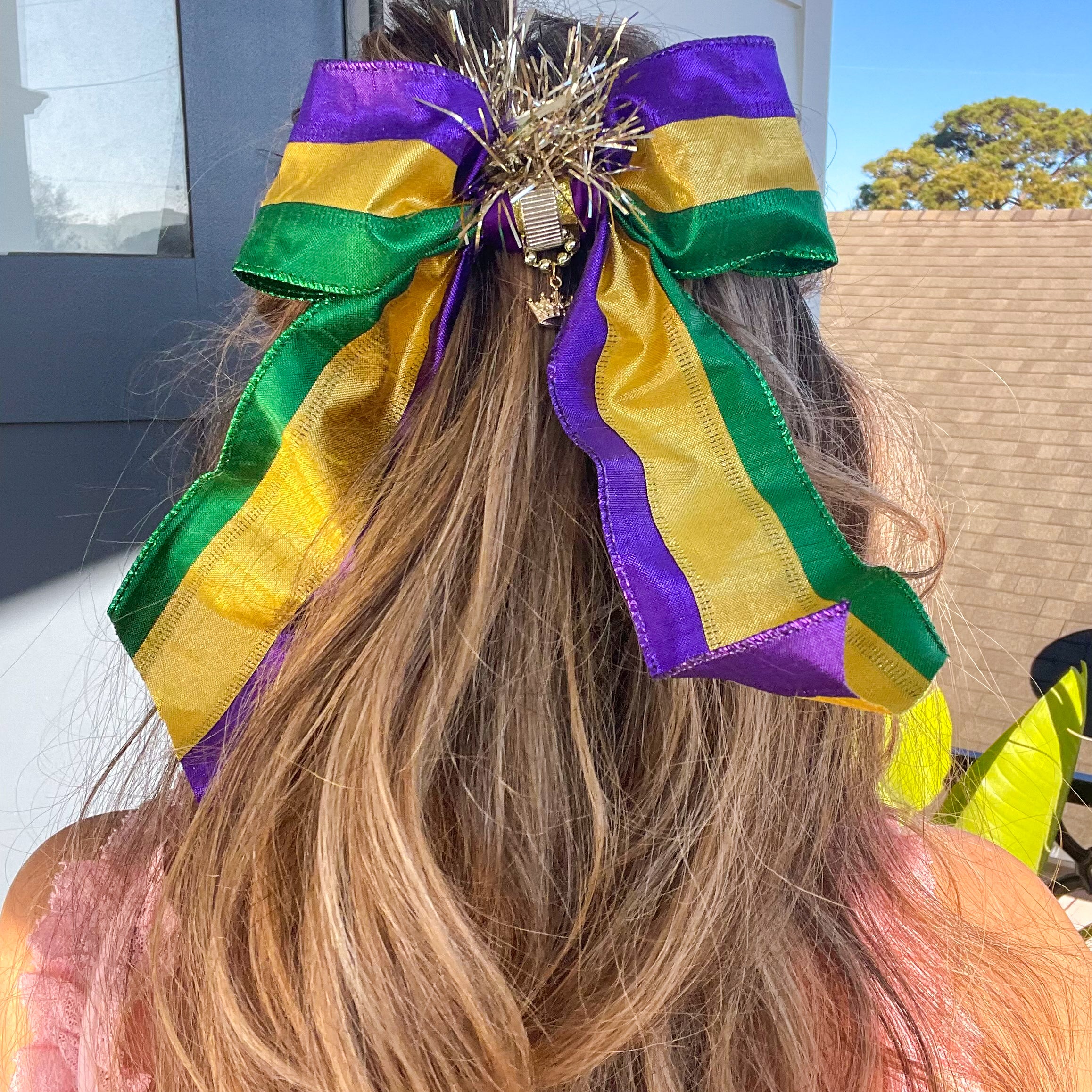 Large Mardi Gras Hair Bow