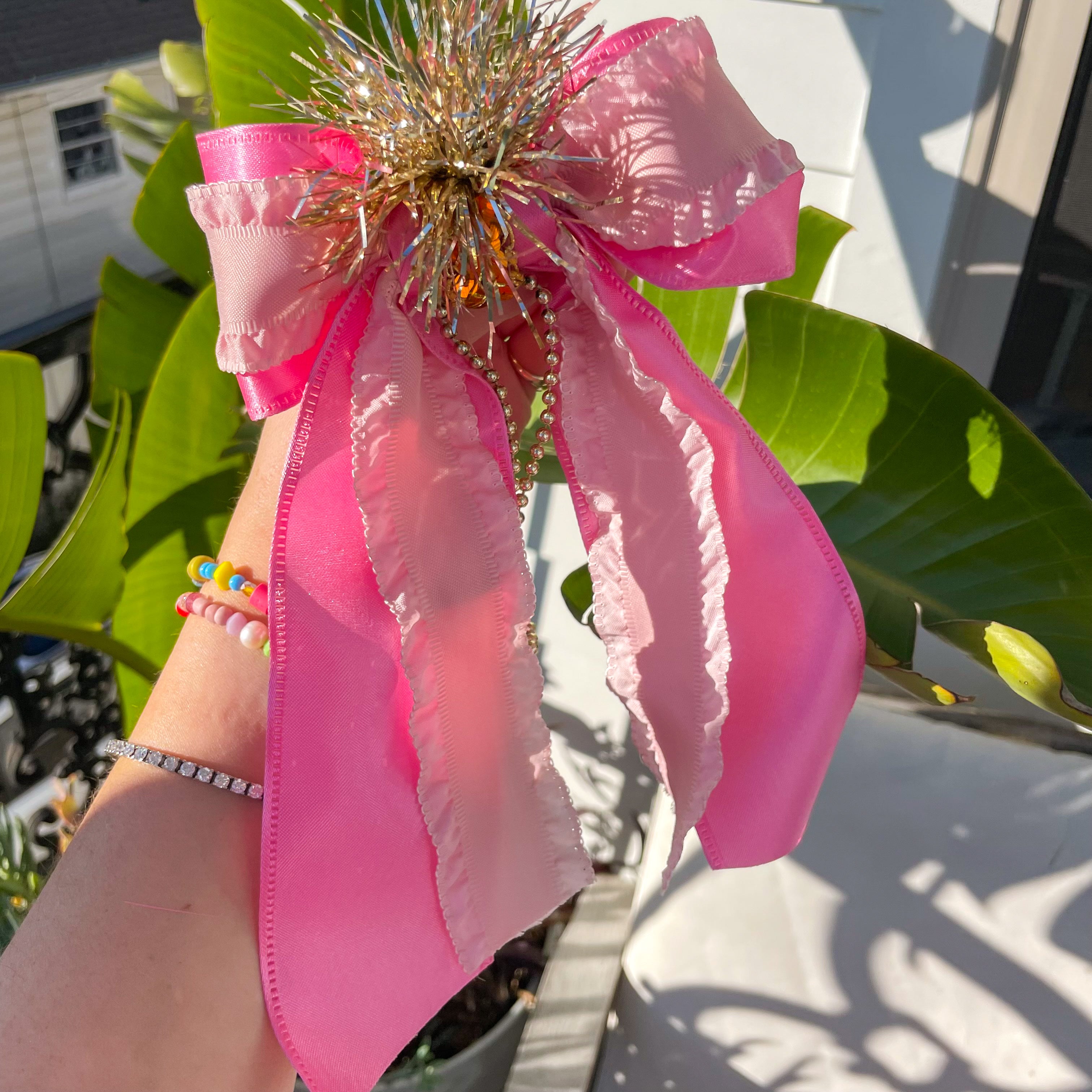 Pink & Gold Hair Bow No. 2