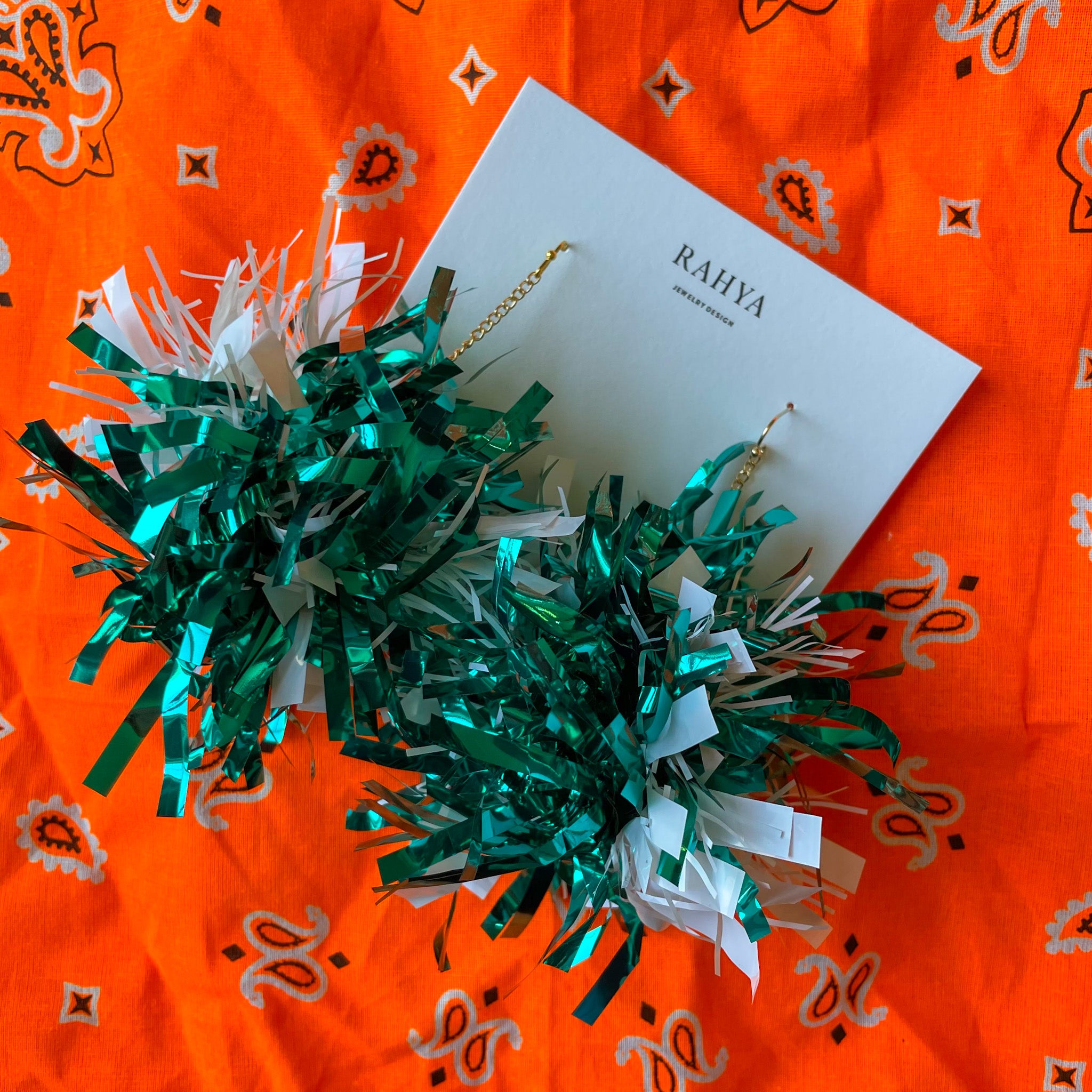 Eagles Teal & White Pom Pom Earrings