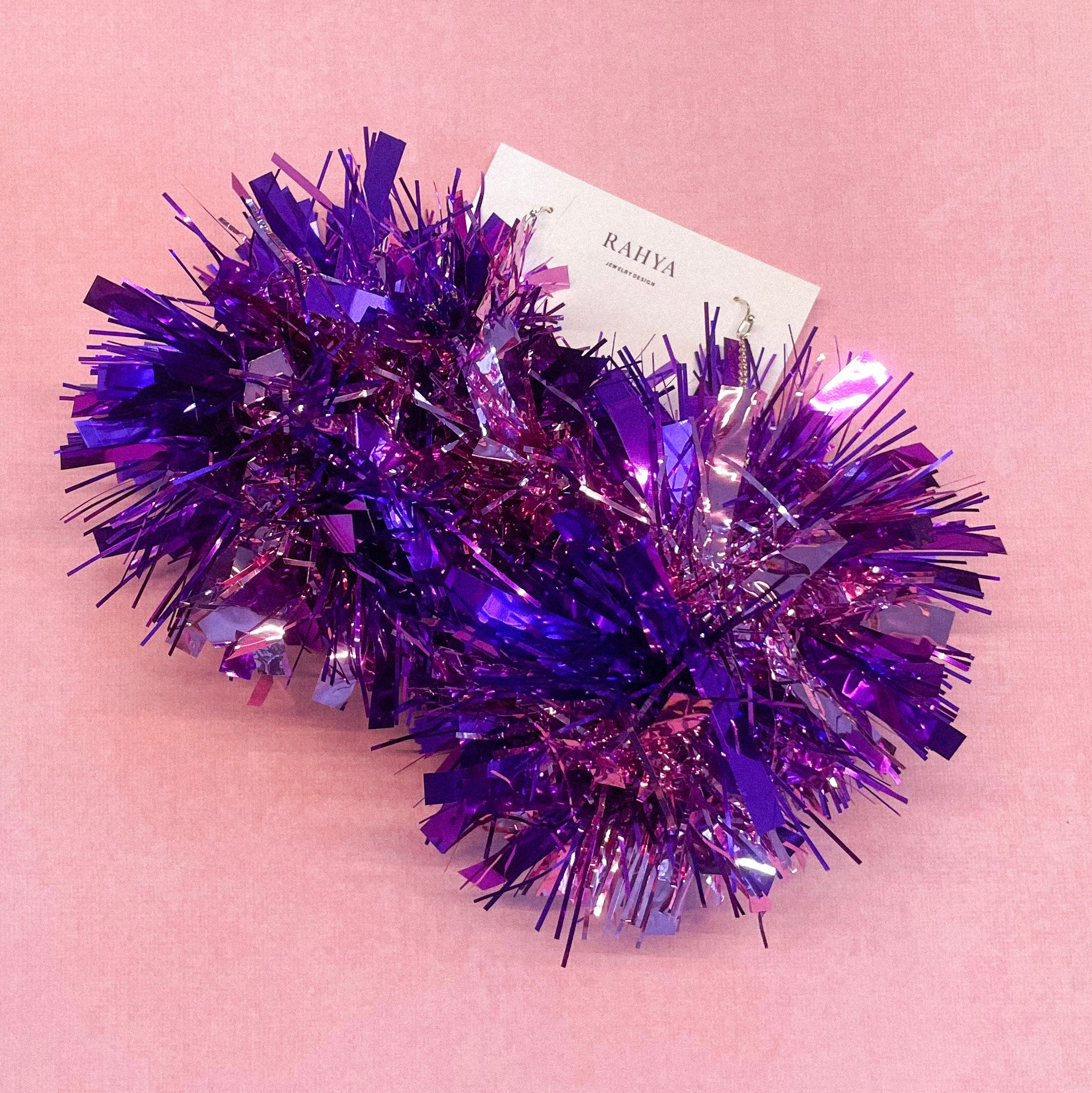 Purple & Light Pink Pom Pom Earrings